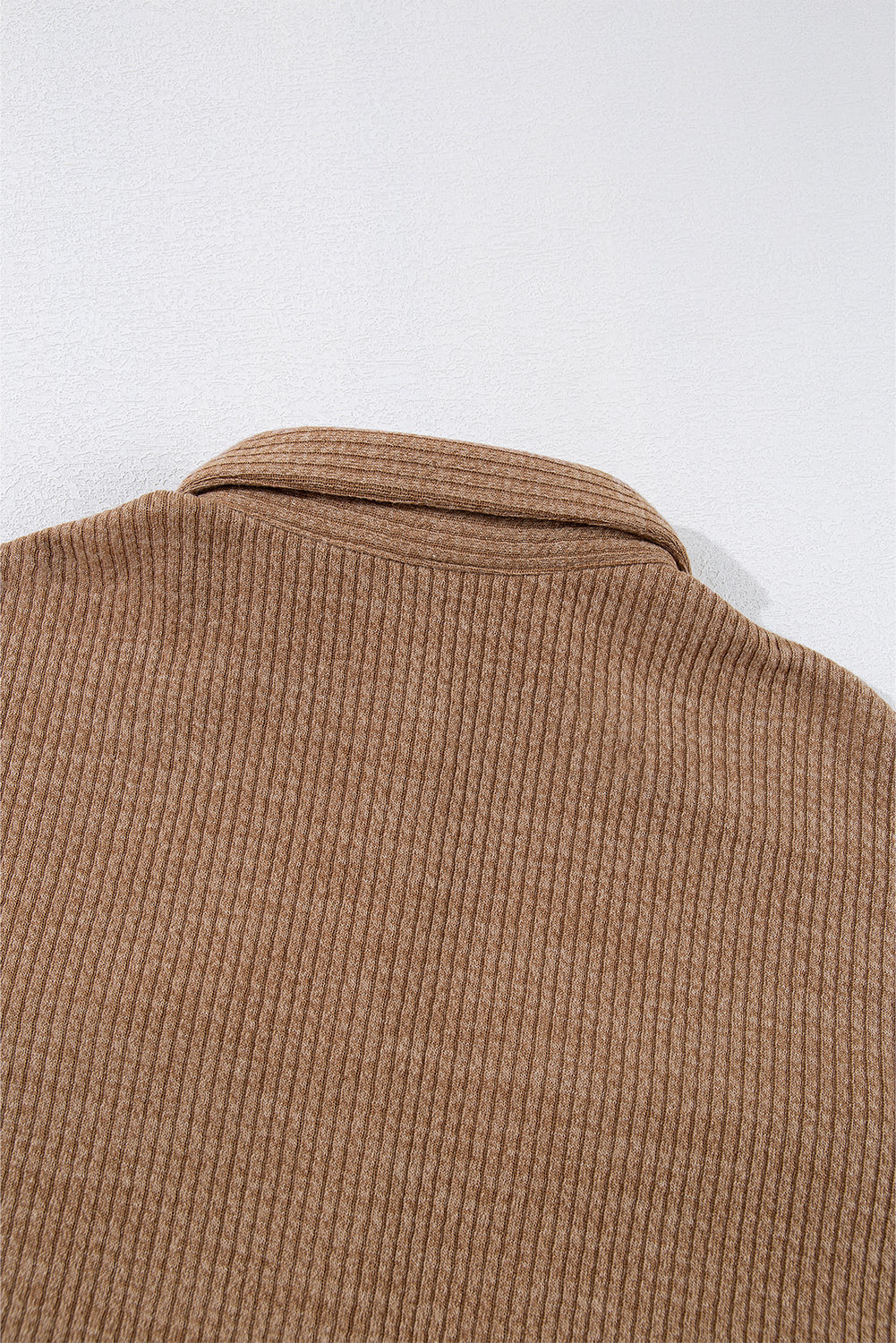 Apricot Solid Color Corduroy Buttoned Long Sleeve Shacket