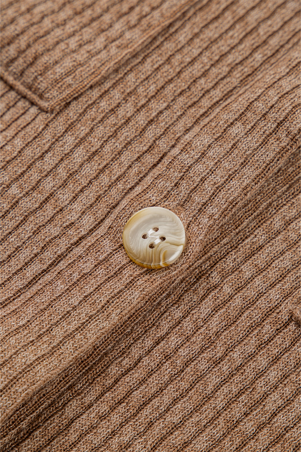 Apricot Solid Color Corduroy Buttoned Long Sleeve Shacket